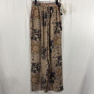 Jennifer l. 100% Silk Asian Boho Floral Wide Leg Pants Womens Sz S Artsy
